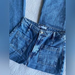 ZARA pearl button straight leg jeans